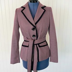 Vintage 90s Pink and Black Houndstooth Blazer Jacket Chanel Style Clueless Suit